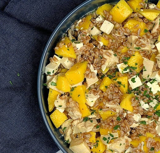 Farro Salad with Mango, Chicken and Feta