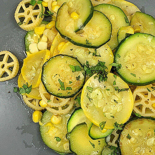 Rotelle Pasta with Squash and Corn