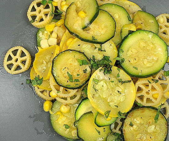 Rotelle Pasta with Squash and Corn