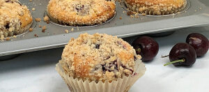 Cherry Muffins with Streusel Topping