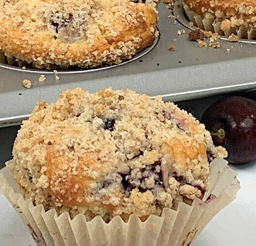 Cherry Muffins with Streusel Topping