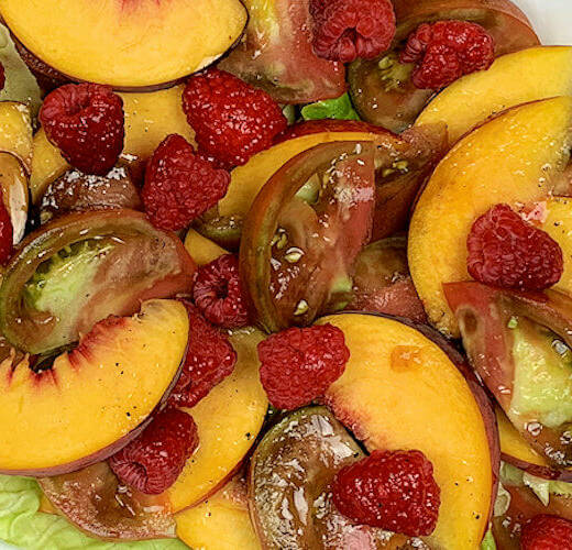 Buttery Lettuce with Peaches & Tomato