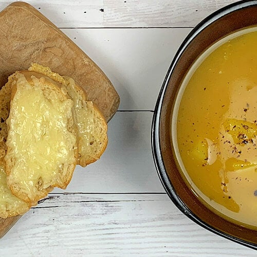 Curried Pumpkin Soup with Gruyere Toast