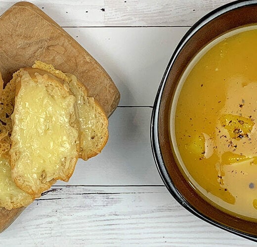 Curried Pumpkin Soup with Gruyere Toast