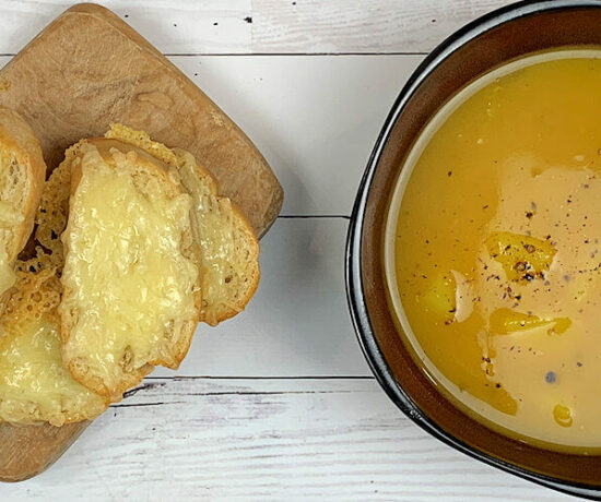 Curried Pumpkin Soup with Gruyere Toast