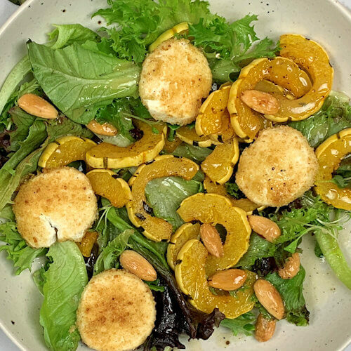 Delicate Squash Salad with Roasted Goat Cheese