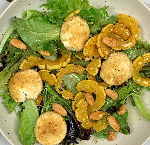 Delicate Squash Salad with Roasted Goat Cheese