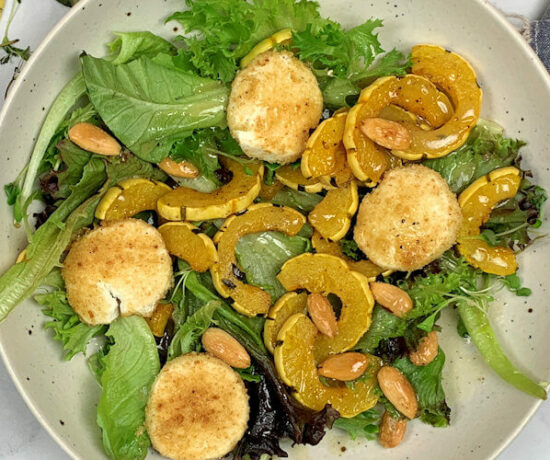 Delicate Squash Salad with Roasted Goat Cheese