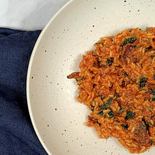 Mexican Brown Rice with Chorizo & Spinach