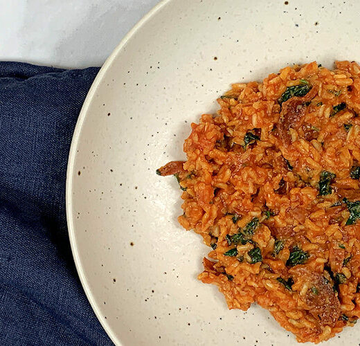 Mexican Brown Rice with Chorizo & Spinach