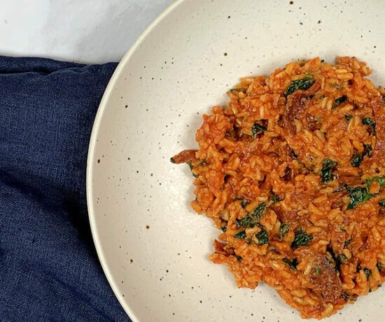 Mexican Brown Rice with Chorizo & Spinach